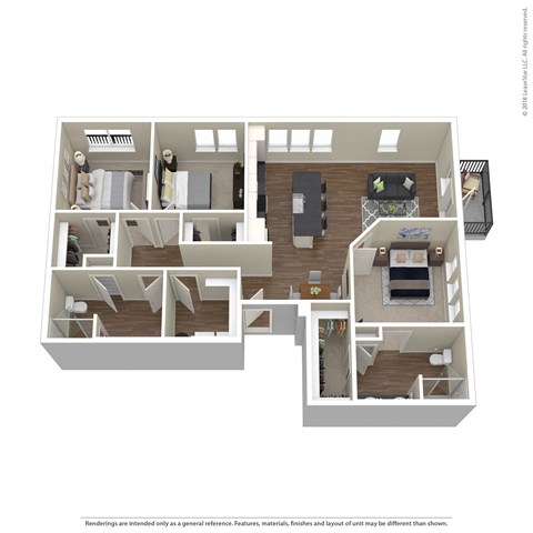Floor plan for 3 beds, 2 baths, 1473 sqft
